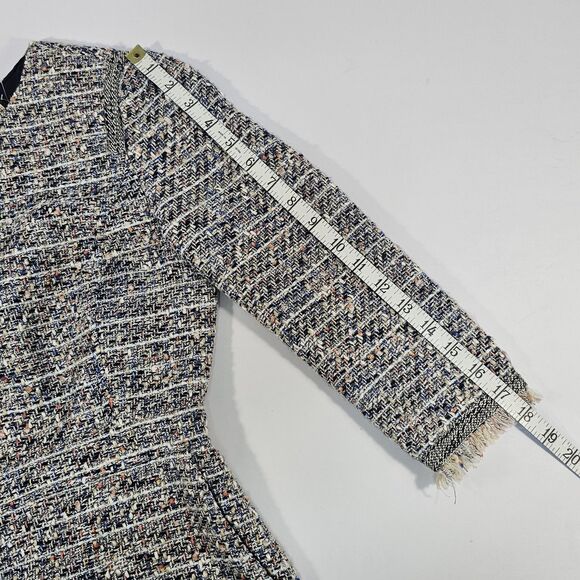 J.Crew Multicolor Tweed Fringe Sheath Dress 3/4 Sleeve Women's Size 0 - Picture 8 of 10